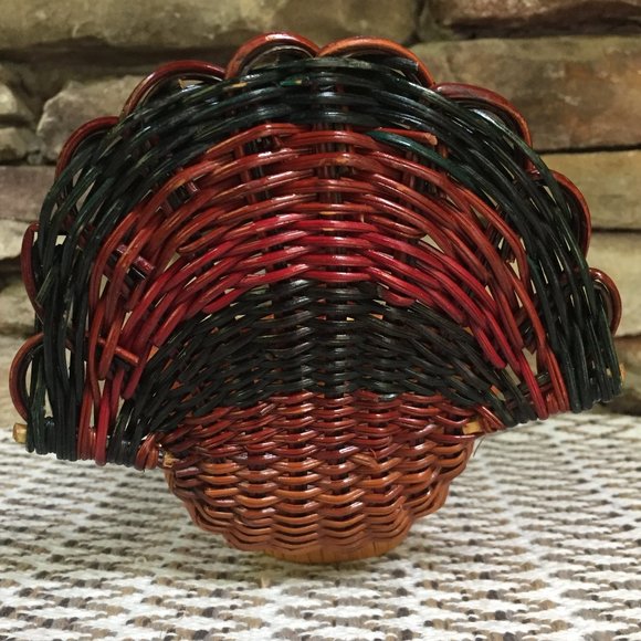 VTG Turkey Wicker Basket Boho Thanksgiving Decor - Picture 4 of 7